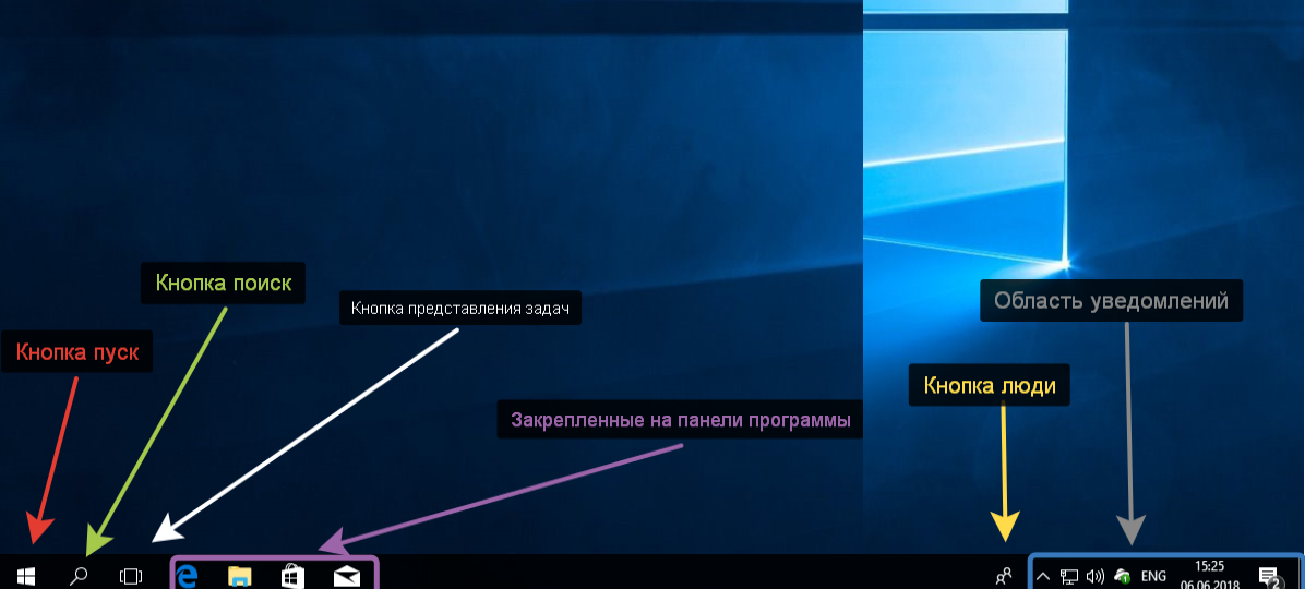 панель задач Windows 10